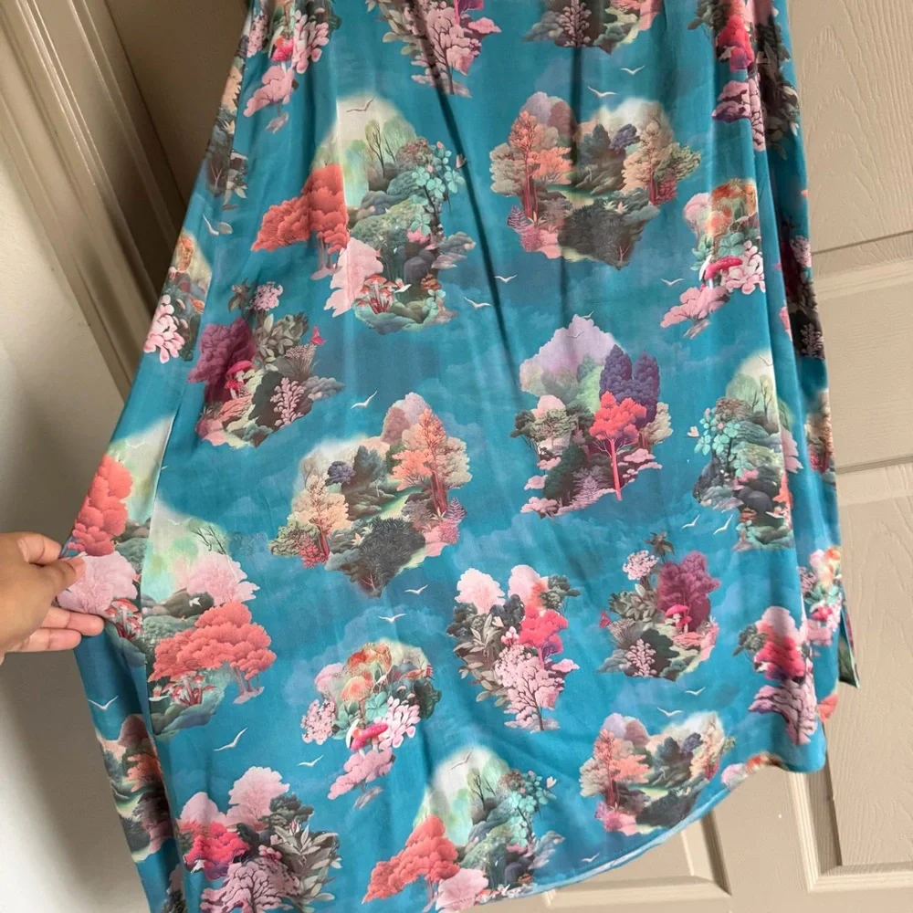 Anthropologie puff sleeve smocked midi dress size Small - Picture 5 of 11